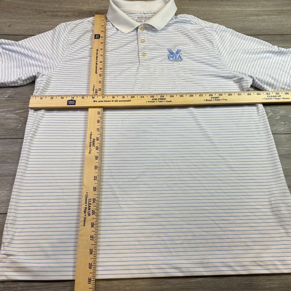 Nike Golf Tour Performance Dri Fit Polo XL White Blue Stripe Valhalla 2014 PGA - Picture 7 of 7